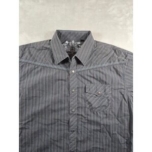 Micros Clothing Shirt Mens L Striped Western Short Sleeve Pearl Snap Cowboy